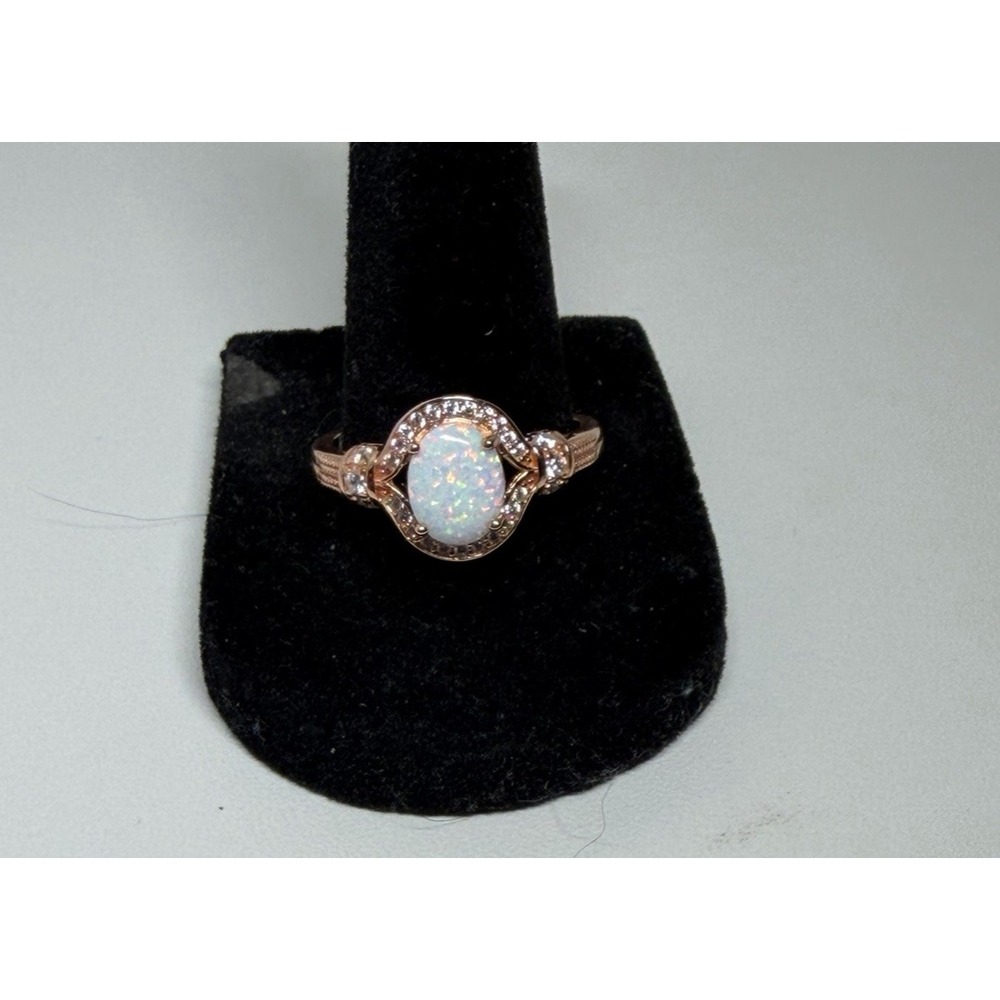 Oval Cut Fire Opal Women's Engagement Ring Rose Gold Plated size 9 1/2 - #56